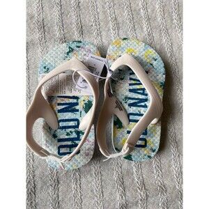 Old navy sugarcane flip flops toddler size 5 floral white blue
